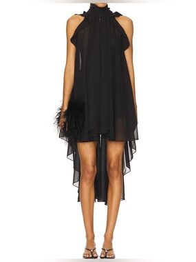 LA FUORI Silk Gathered Halter Top in Black size L
